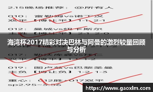 海湾杯2017精彩对决巴林与阿曼的激烈较量回顾与分析